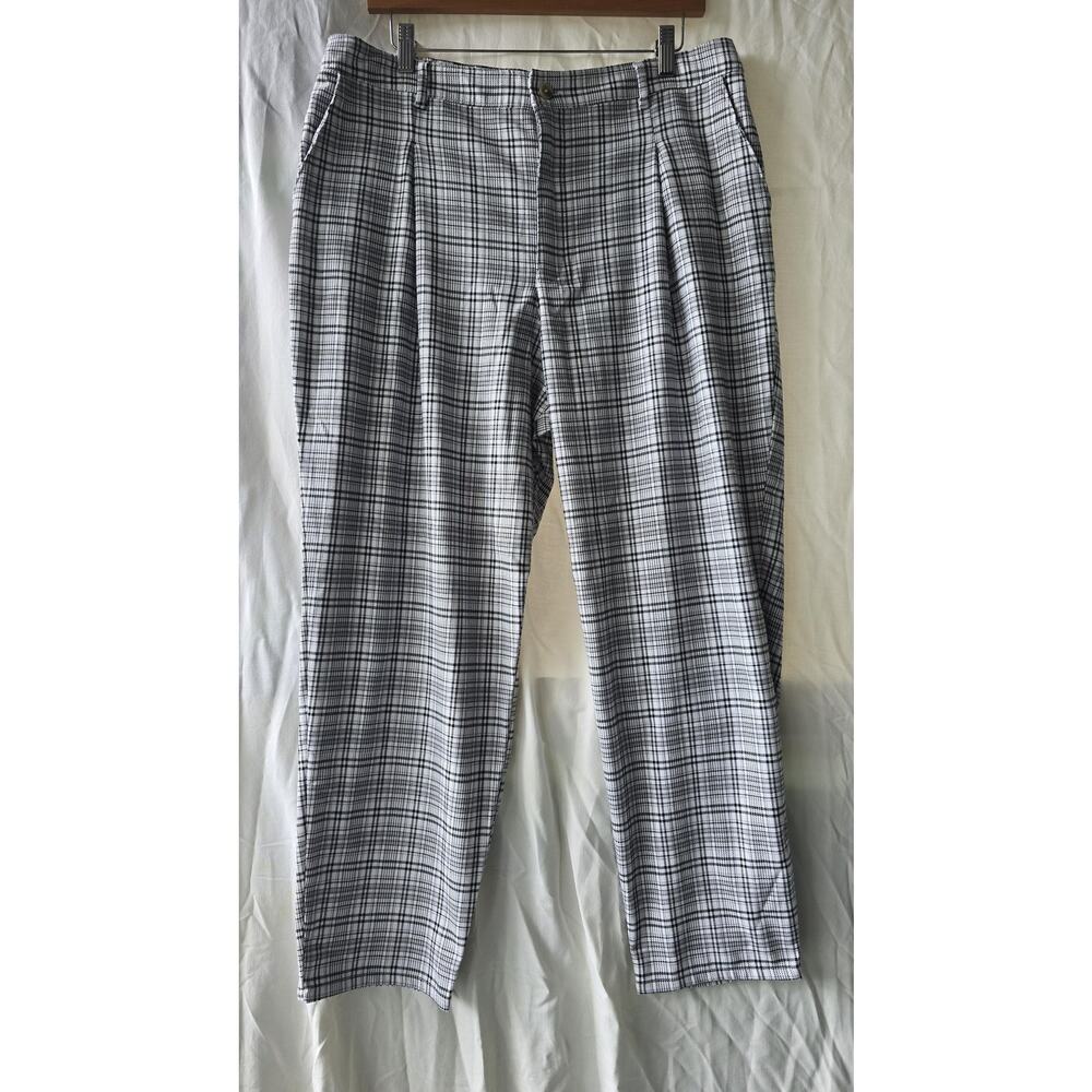 Hollister Pants Womens XL White Plaid Ultra High Rise Elastic Waist Stretch